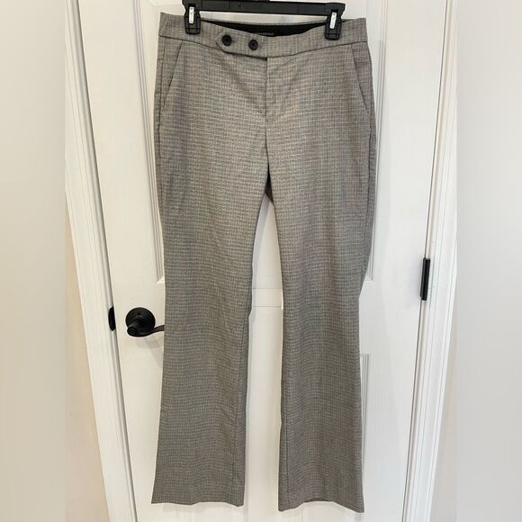 Banana Republic Logan Bootcut Straight Gray Square Pattern Dress Pants Size 4 - Picture 1 of 7